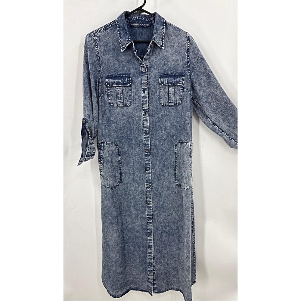 Soft Surroundings Maxi Acid-Wash Chambray Button-down midi Dress/duster. SP